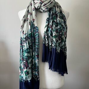 Talbots Blue and Green Floral Scarf